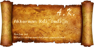 Akkerman Kálmán névjegykártya