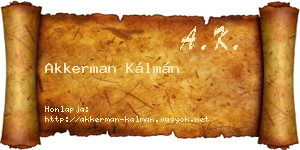 Akkerman Kálmán névjegykártya